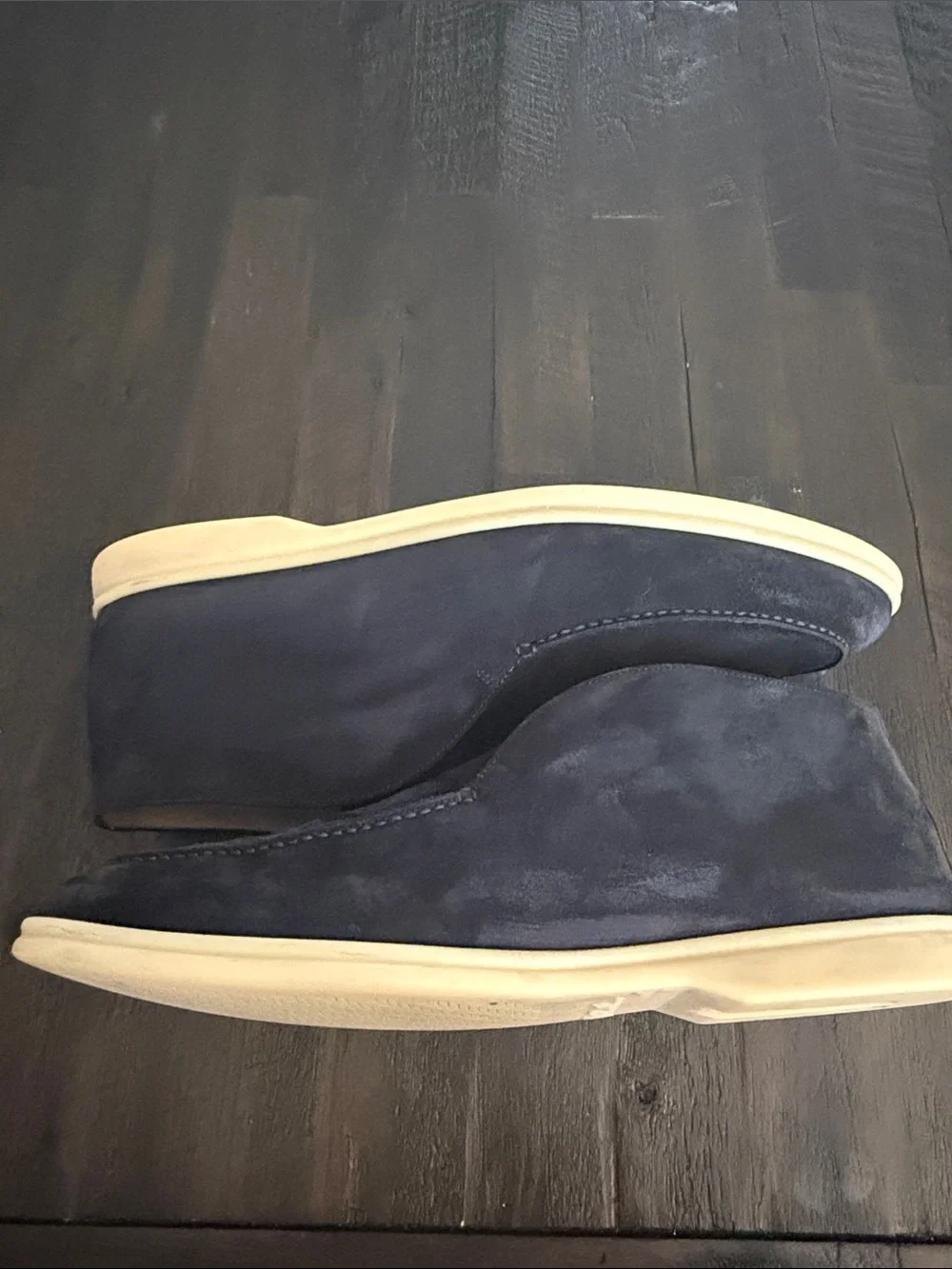 Loro Piana Open Walk Navy Suede Loafers Men’s Size 47 (US 14) Made in Italy